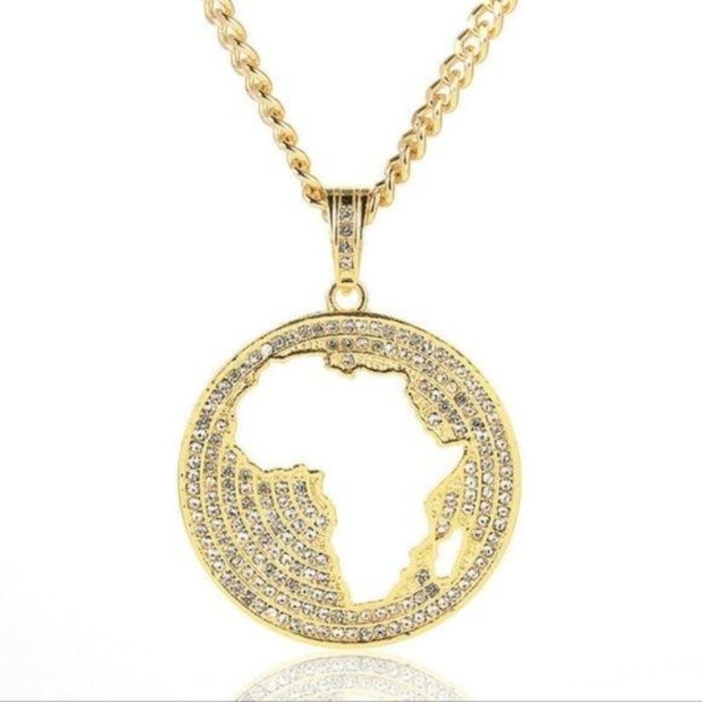 Men's Gold Plated Map Of Africa Cut Out